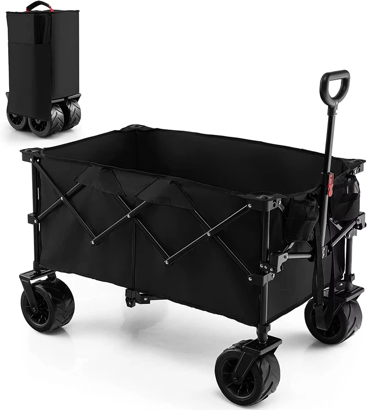 Outdoor Folding Wagon Trolley Collapsible Mesh Structure for Shopping OEM Customization Supported