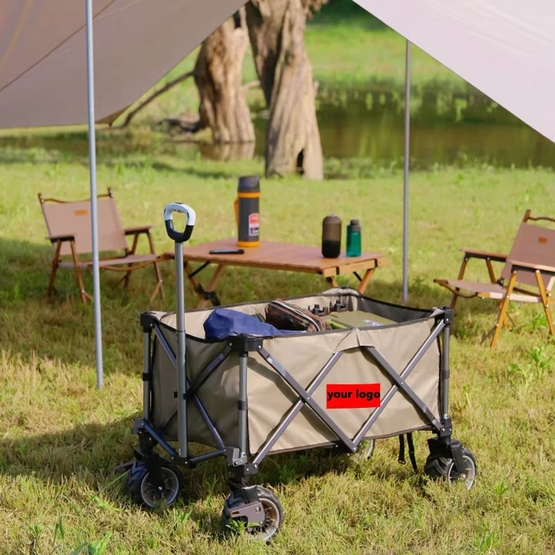 Outdoor Four Wheel Stainless Steel Durable Folding Wagon Trolley with Platform for Shopping Tools & Storage OEM