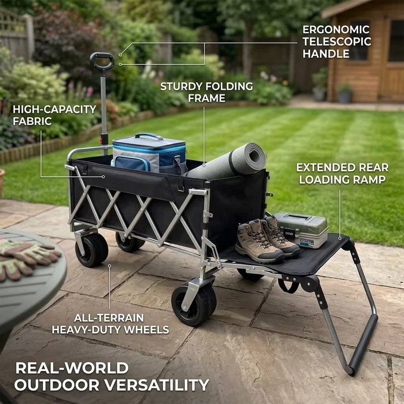 Outdoor Garden Camping Large Capacity Folding Wagon Beach Trolley Cart Collapsible Wagon