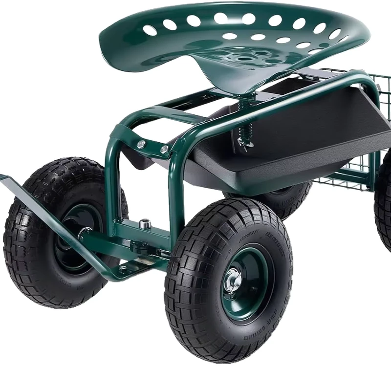 Outdoor Garden Cart Heavy Duty Folding Multi Functional Steel Trolley with Four Wheel Platform Structure