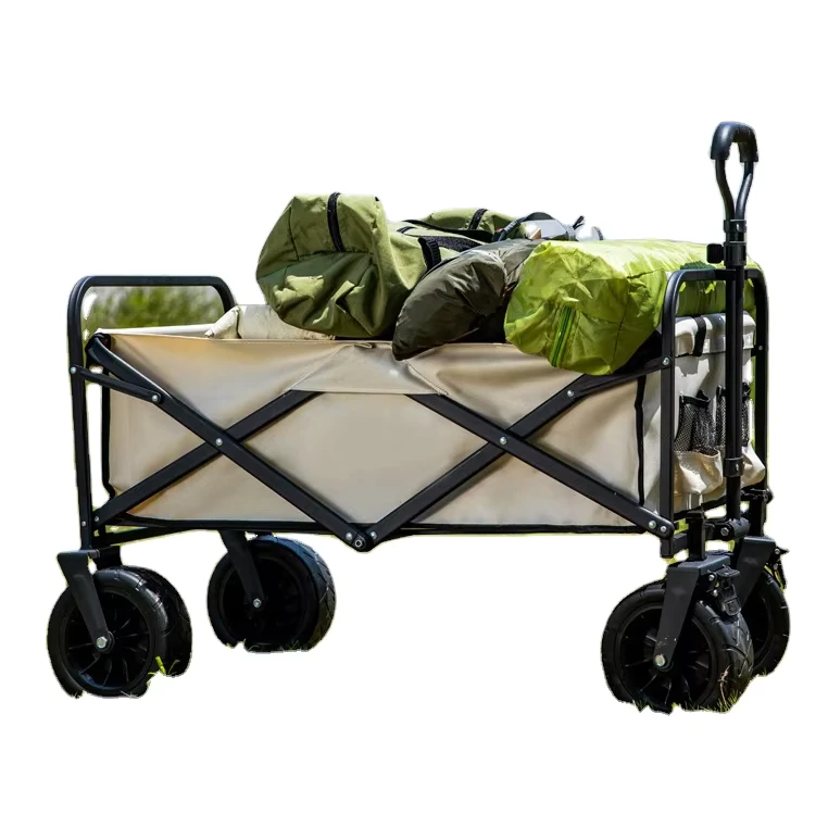 Outdoor Garden Collapsible Folding Utility Trolley Stroller Cart Foldable Beach Camping Wagon