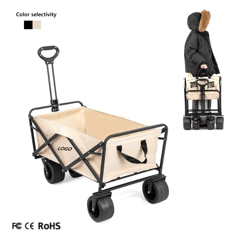Outdoor Garden Portable Beach Cart Large Folding Camping Trolley with Adjustable Handles