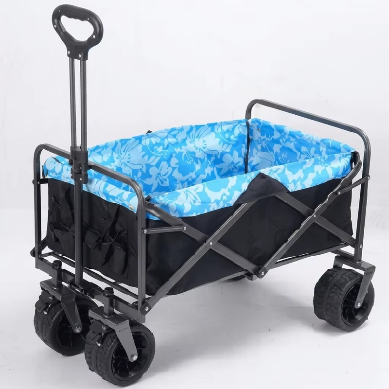 Outdoor Hike Garden Park Wagon Beach Cart Foldable Wagon Cart Trolley Garden Trail Collapsible Folding Utility Cart Wagon