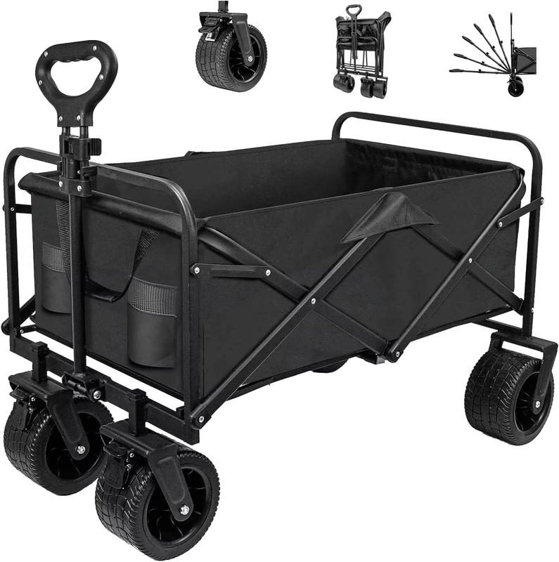 Outdoor Picnic Beach Camping Wagon Camping Cart Trolley Garden Trail Foldable Collapsible Folding Utility Wagon Troller