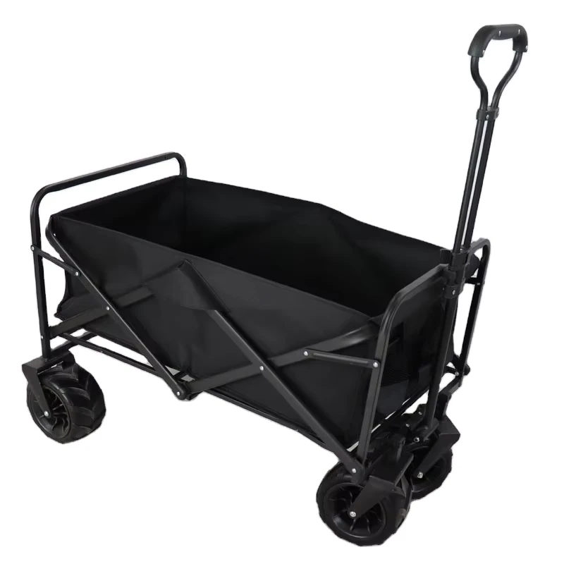 Outdoor Picnic Beach Four Wheel Stainless Steel Foldable Camping Cart Trolley Collapsible Shopping OEM ODM Supported