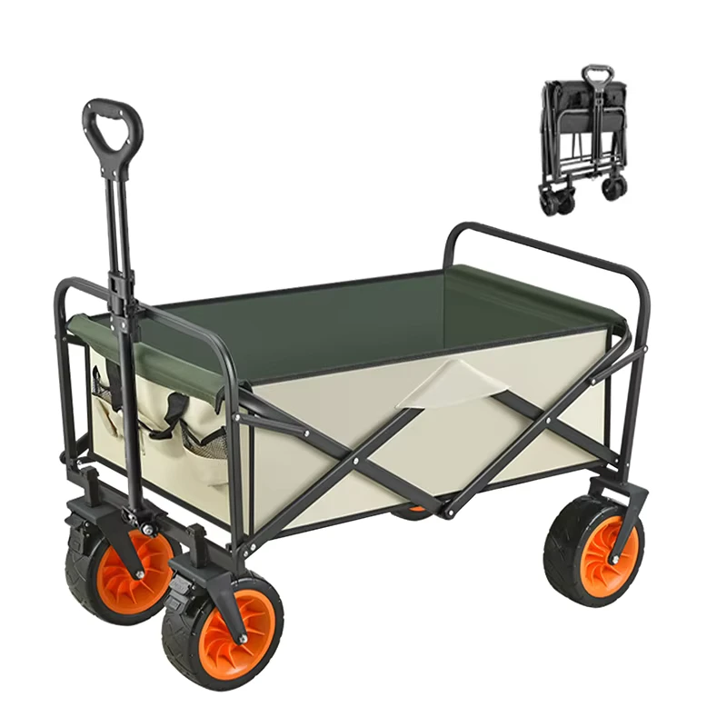 Outdoor Picnic Travel Shopping Camping Vehicle 4 Wheels Folding Trolley Camp Cart