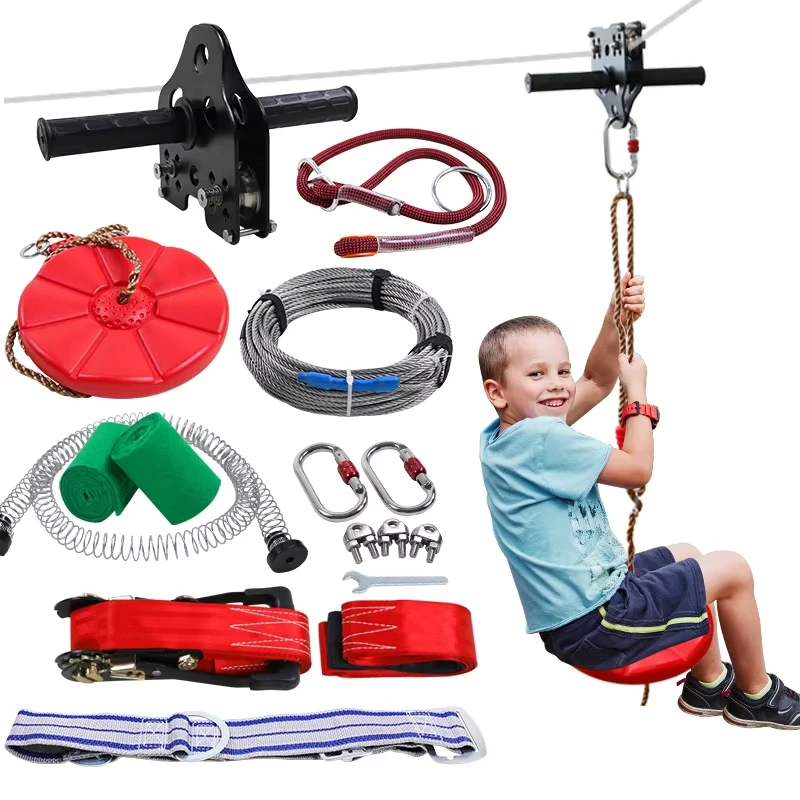 Outdoor Play Kit for Kids with Stainless Steel Spring Brake and Seat Trolley Handle