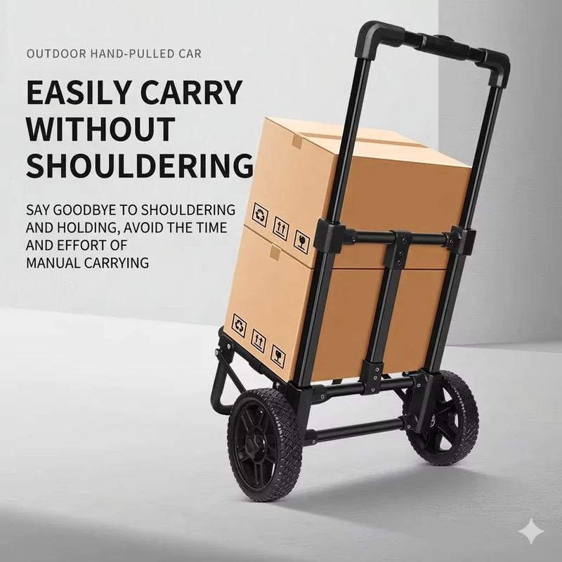 Outdoor Portable Camping Power Cart with Detachable Big Wheels Foldable Heavy Duty Hand Trolley
