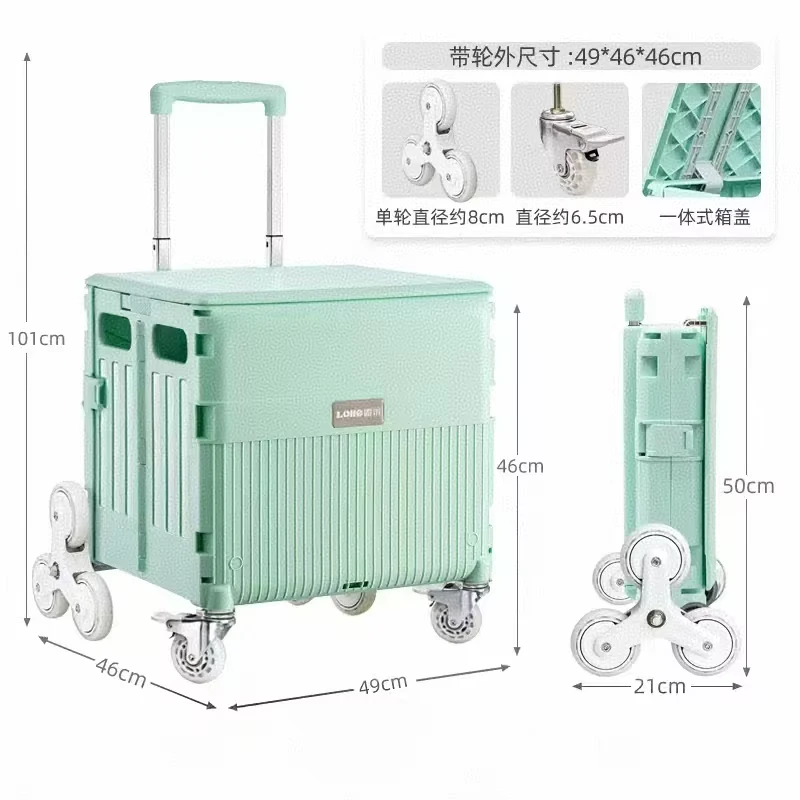 Outdoor Portable Folding Four Wheel Wagon Cart With PVC Material OEM Customizable For Camping Shopping
