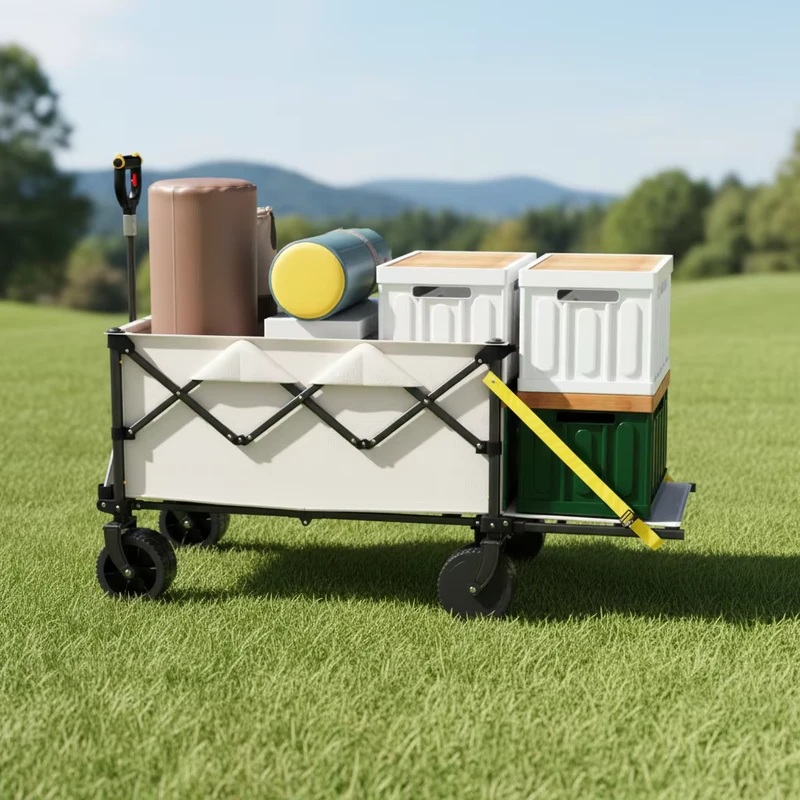 Outdoor Remote Controlled Electric Camping Pushcart Intelligent Folding Auxiliary Pushcart Picnic Outdoor Pushcart