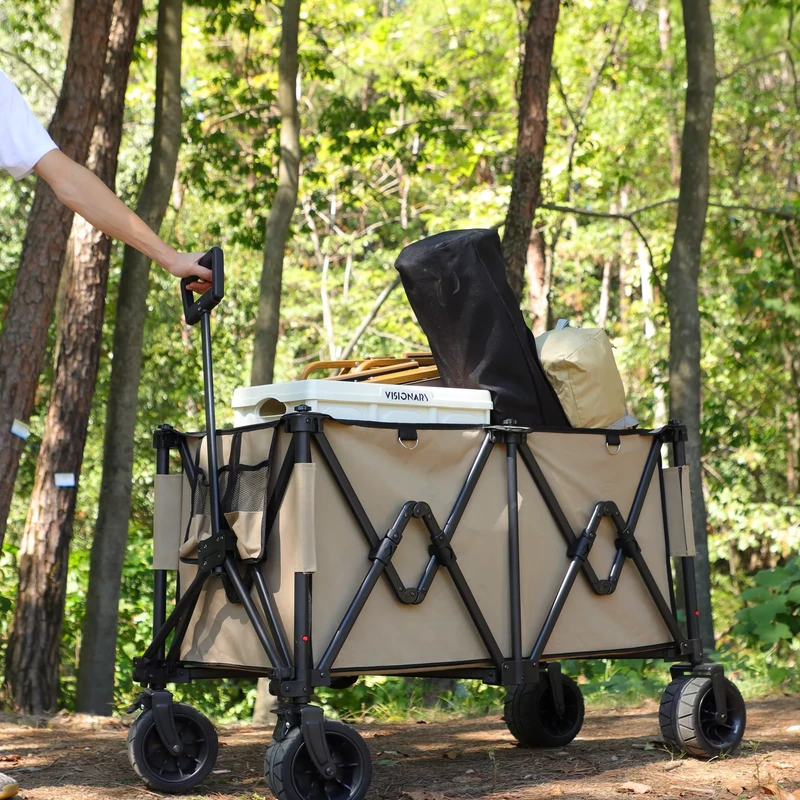 Outdoor Shopping Storage Wagon Trolley Mesh Steel Cart Multi Color Foldable Camping Wagon