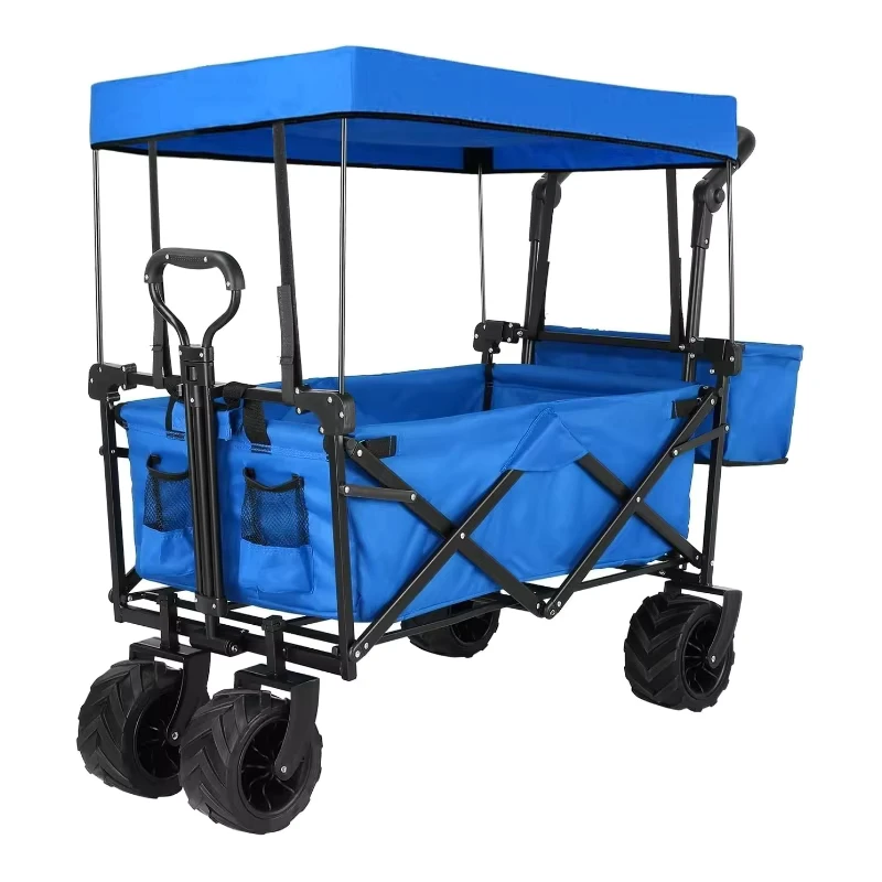 Outdoor Trailer Folding Aluminum Fishing Beach Hand Trolley Cart Beach Wagon Cart