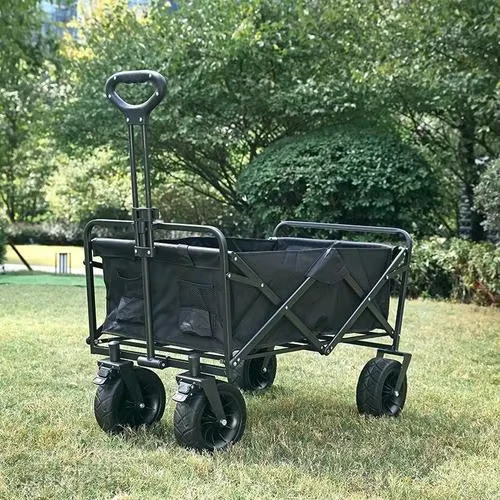 Outdoor Utility Cart with Removable Canopy 400lbs Load Capacity Foldable Design for Camping Beach Festival
