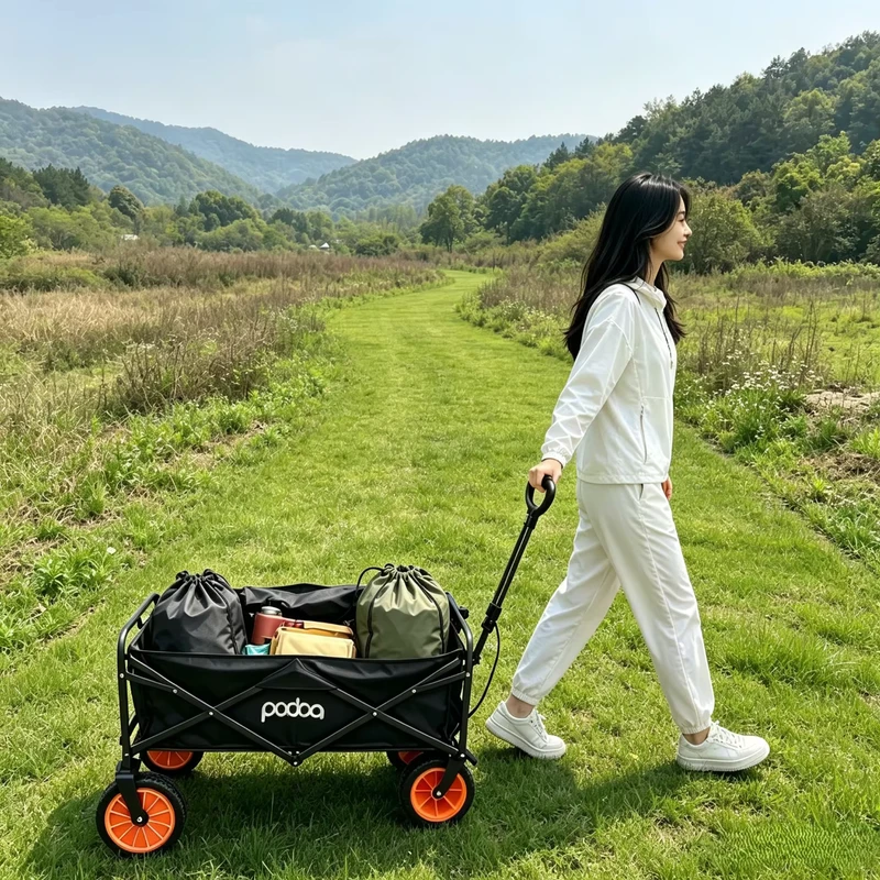 Outdoor Utility Electric Camping Trolley Power Assist for Heavy Load Transportation Power Assisted Outdoor Camping Trolley