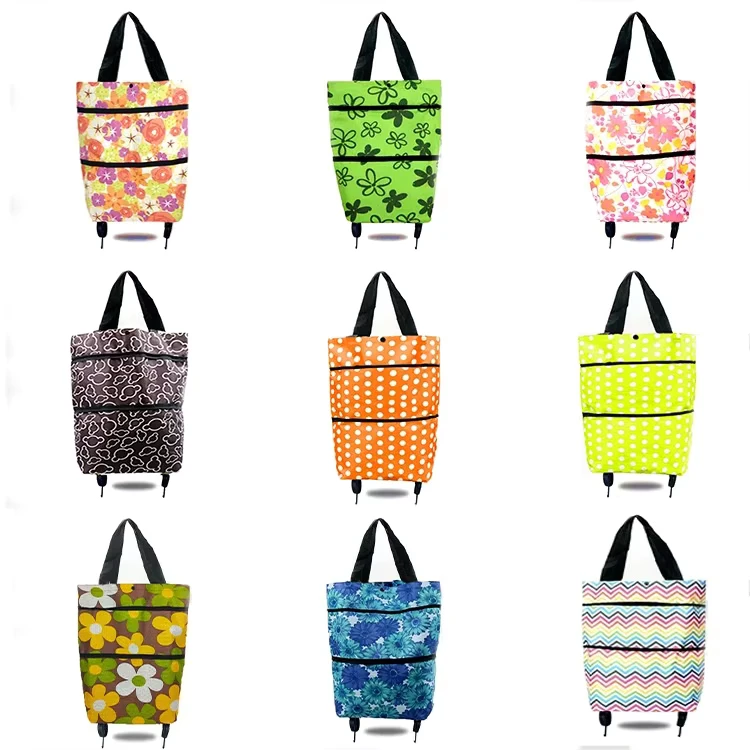 PLA Foldable Shopping Bag with Logo Lightweight Supermarket Trolley for Household Grocery Use