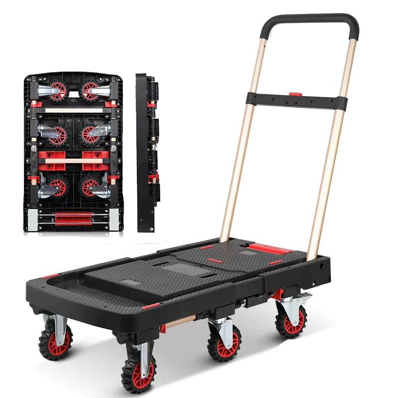 PP Luggage Trolley Cart Portable Folding Platform Trolley Hand Cart