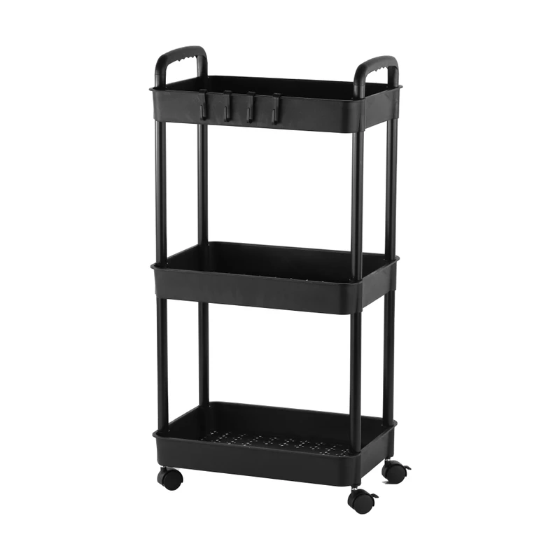 PP kitchen organizer storage racks Rolling Storage Cart 3 Tier Utility with baskets wheels