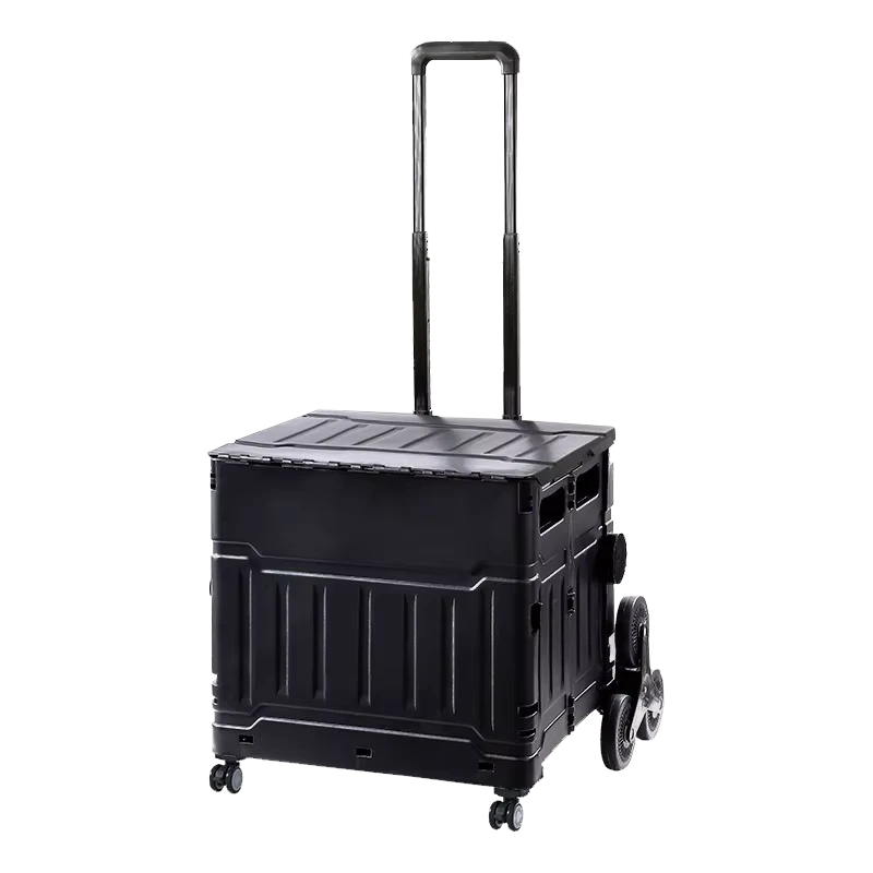 PP+Iron Large Storage Cart Foldable Shopping Trolley Cart With Wheels for Grocery and Travel