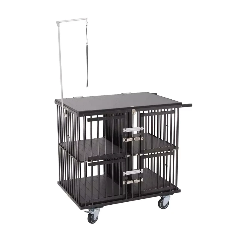Pet Movable Cage Foldable 1 2 4 Berth Outdoor Mobile Pet Carrier Aluminum Handled Dog Crate Pet Show Trolley