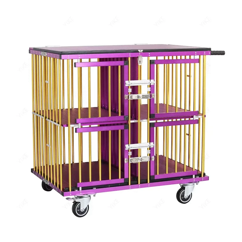 Pet Salon Aluminum Light-weighted Foldable Catbinet Puppy Big Cage Cat Small Case Grooming Stroller Carrier Dog Show Trolley Air