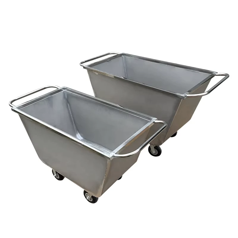 Pig Poultry Farm Equipment Feeding Trolley Cart New Stainless Steel Four Wheeled Hand Push Cart Large Capacity Feeding Cart