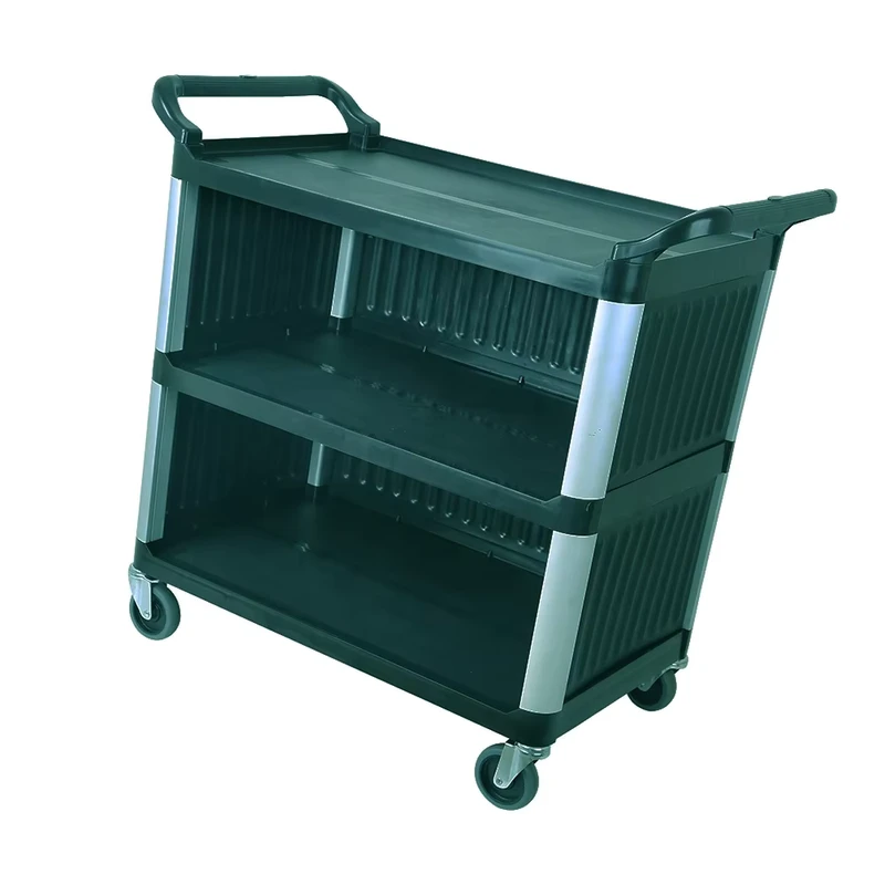 Plastic 3-Tier Kitchen Serving Cart with Wheels and Handle Restaurant Hotel Hospital Food Storage Service Trolley