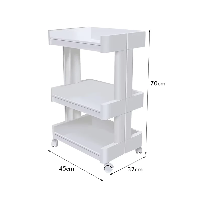 Plastic 3 Tier Layer Beauty Trolley Cart Spa Kitchen Lash Rolling Storage Cart Eyelash Trolley