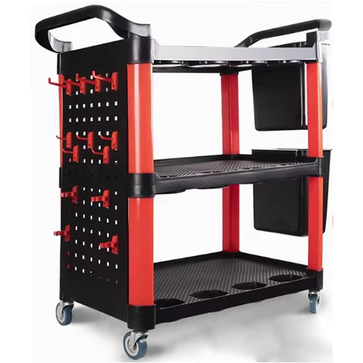 Plastic Auto Detailing Cart with Wheel Durable Tool for Kitchen and Living Room Use