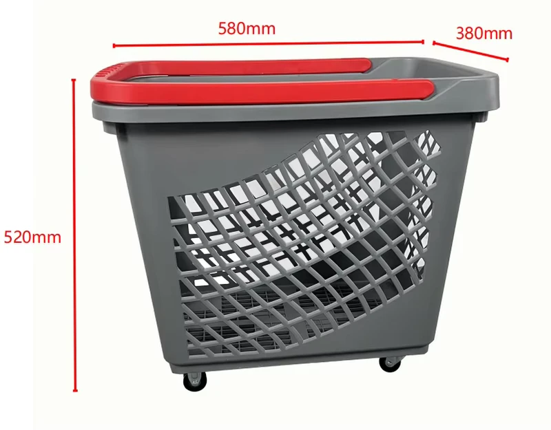 Plastic Basket Hand Push PP Material 50mm Wheels Indoor Use