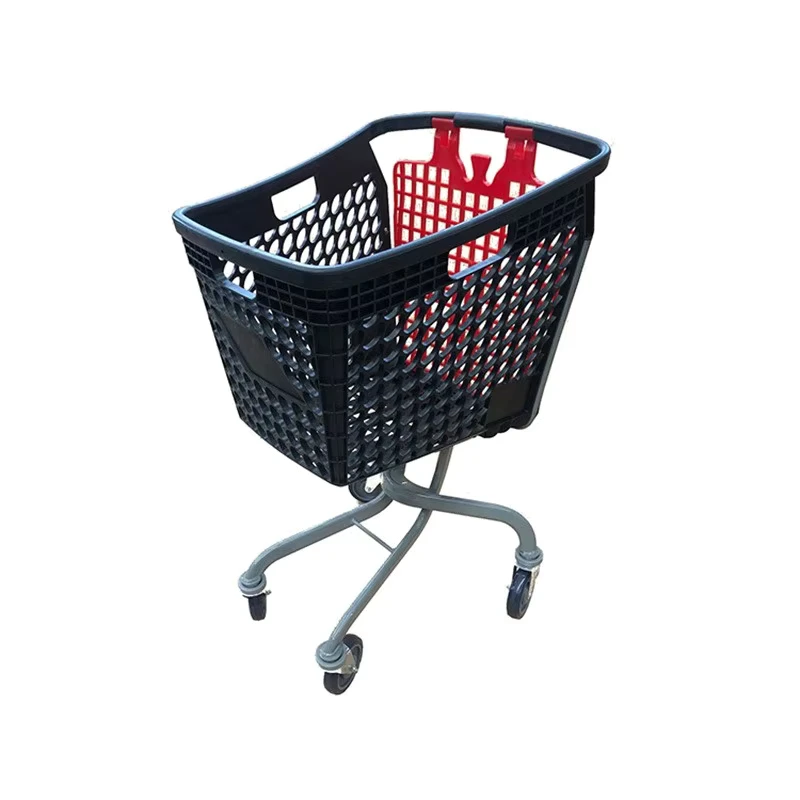 Plastic Basket Shopping Cart Metal Trolley for Supermarket Retail Store