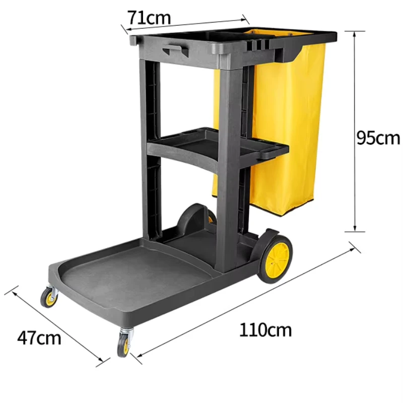 Plastic Cleaning Cart Housekeeping Trolley Restaurant Hotel Cleaning Trolley Cart with Wheels
