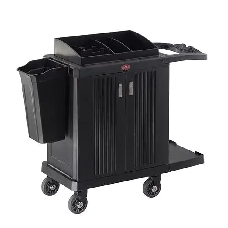 Plastic Cleaning Service Carts and Trolleys with Cover for Hotel
