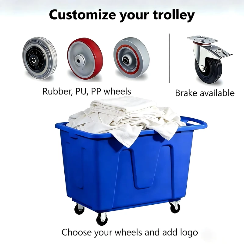 Plastic Durable Hotel Housekeeping Trolley Cart for Room Service Guestroom Galley and Maid Cleaning
