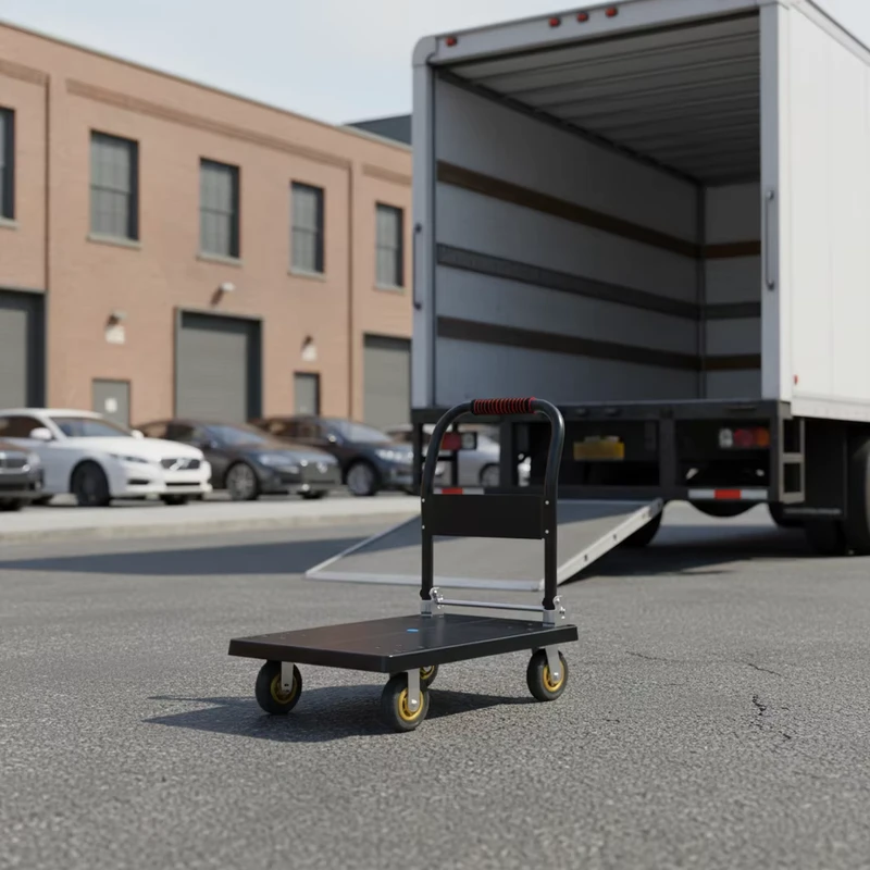 Plastic Foldable Four Wheel Hand Truck Cart Platform 400kg Load Capacity Customizable Steel Post Transportation