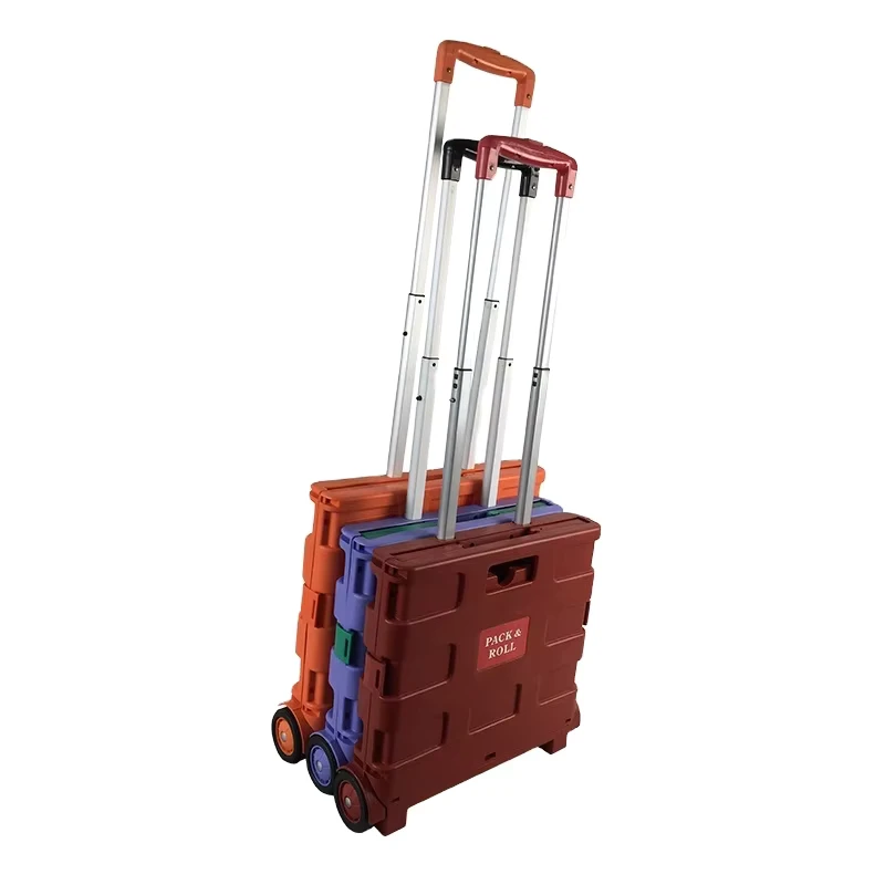 Plastic Foldable Shopping Trolley with Wheel Heavy Duty