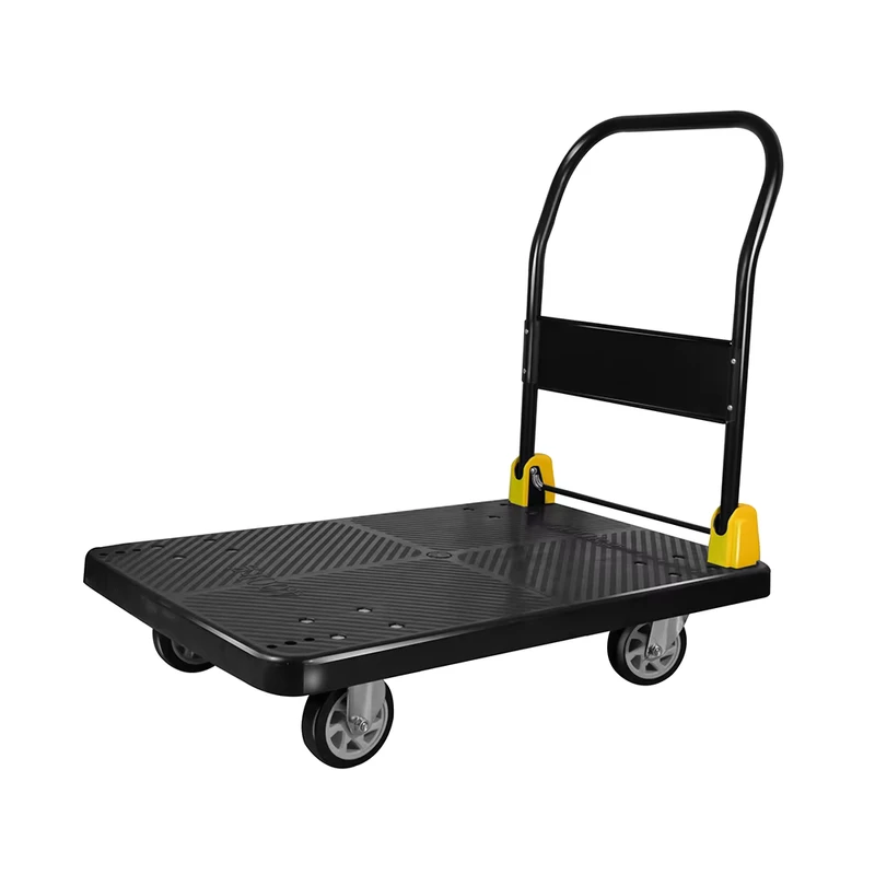 Plastic Hand Trolley 4 Wheels Foldable Cart 60cm*90cm Heavy Duty Hand Carts Trolleys for Transportation