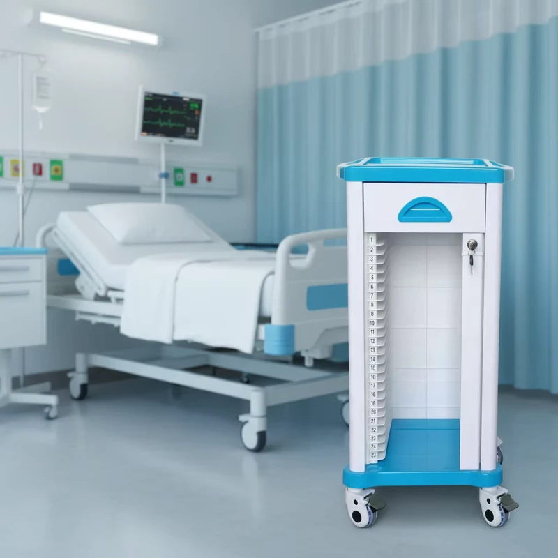 Plastic Hospital Patient Record Trolley Hospital Furniture ABS Medical Treatment Cart