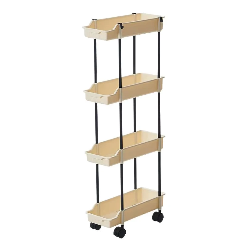 Plastic Household Kitchen Storage Cart with Wheels Multi Layer Durable Movable Trolley