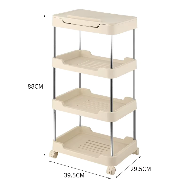Plastic Household Organizer with Wheels Four Layers Storage Cart Gap Organizer Kitchen Trolley