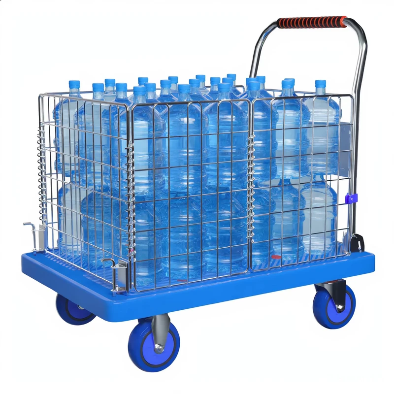 Plastic Industrial Heavy Duty Four-Wheel Mesh Structure Service Cart Warehouse Trolley Logistic Dolly Carretilla De Plataforma