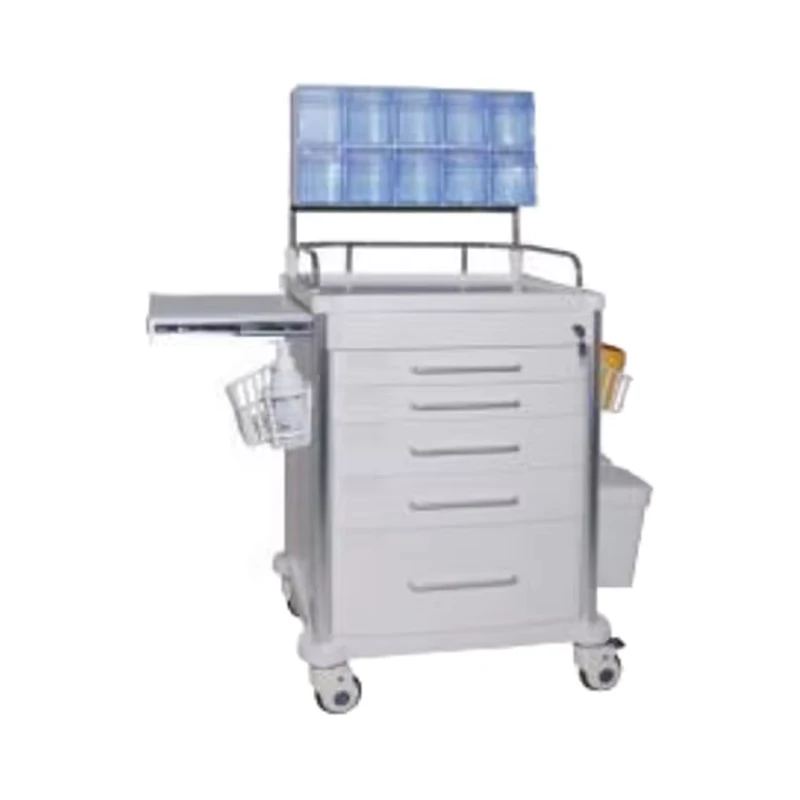 Plastic Medical Storage Cabinet Mobile Trolley Adjustable Height 4 Castors 4 Drawers Lock Hospital Clinic