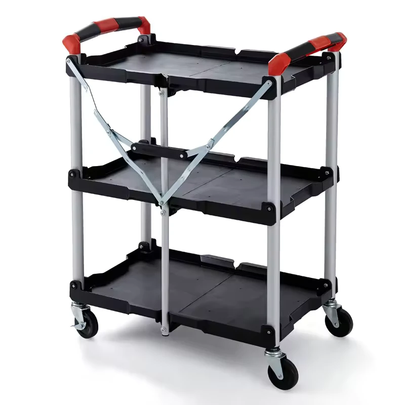 Plastic & Metal Folding Service Utility Carts Trolley Cart