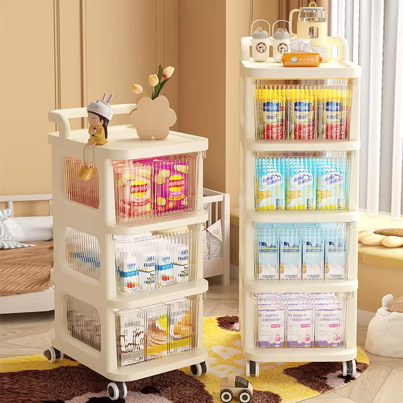 Plastic Movable Rolling Cart Drawer Storage Caddy Trolley Organizer Snacks Toys Container Cabinet Easy Assemble Living Room