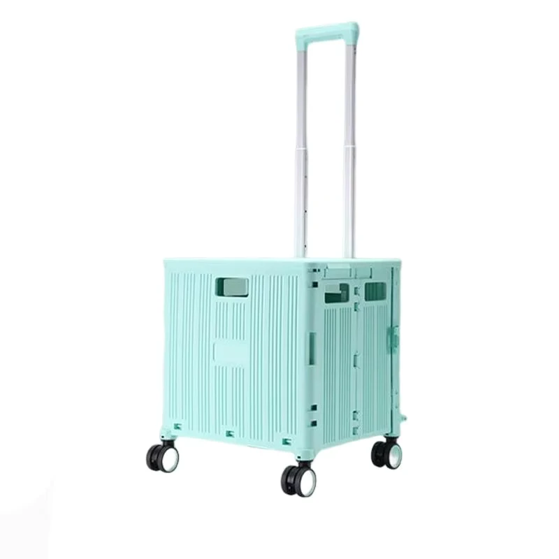 Plastic Outdoor Foldable Portable Multifunctional Shopping Cart Cover 45L Capacity Four Wheel Trolley Camping