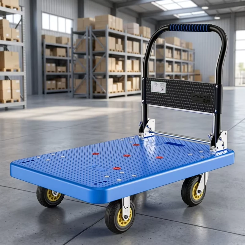 Plastic Platform Trolley Cart MBC 020 Personal Shopping Trolley Foldable 500kg Shopping Cart Warehouse Trolley with Wheels
