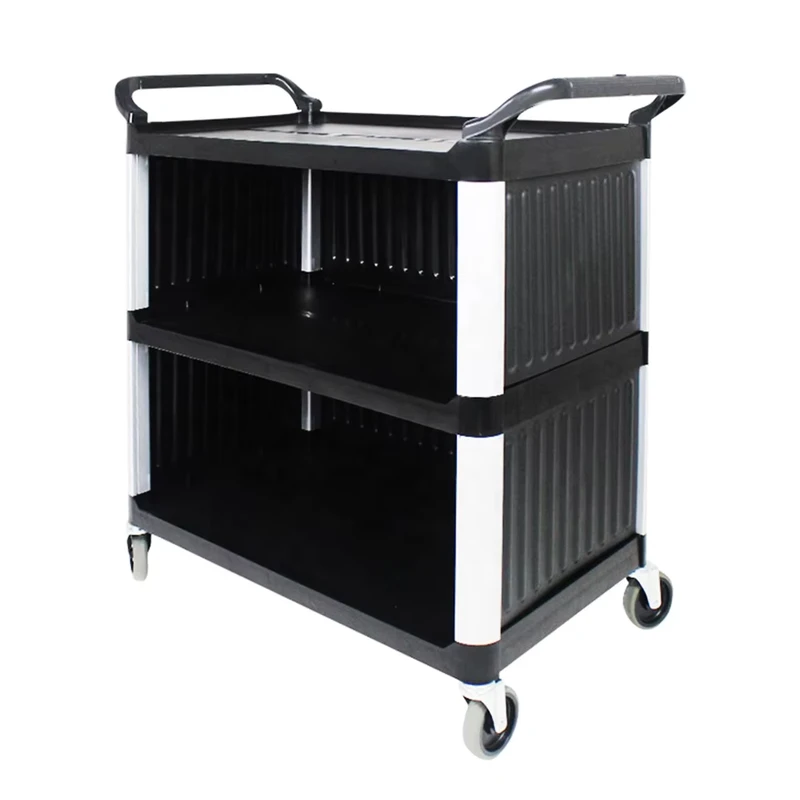 Plastic Restaurant Food Cart with Wheels Kitchen Trolley Hotel Catering Cart Commercial Rolling Utility Service Cart