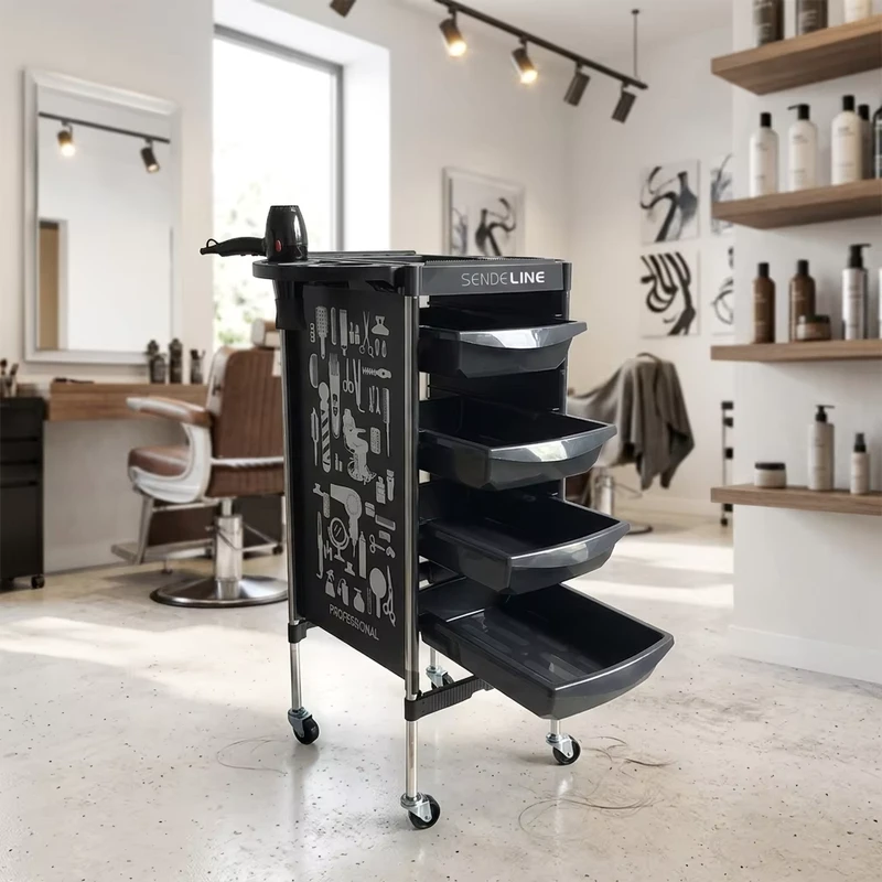 Plastic Salon Multi Tier Tool Cart with Movable Silent Wheels Multi Layer Storage Beauty Trolley for Hair Dressing