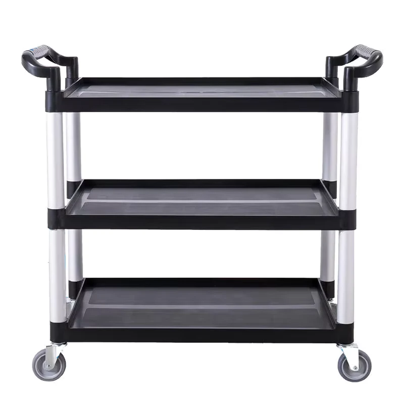 Plastic Service Cart Double Bucket Commercial Housekeeping Hotel Janitorial Collect Cleaning Trolley