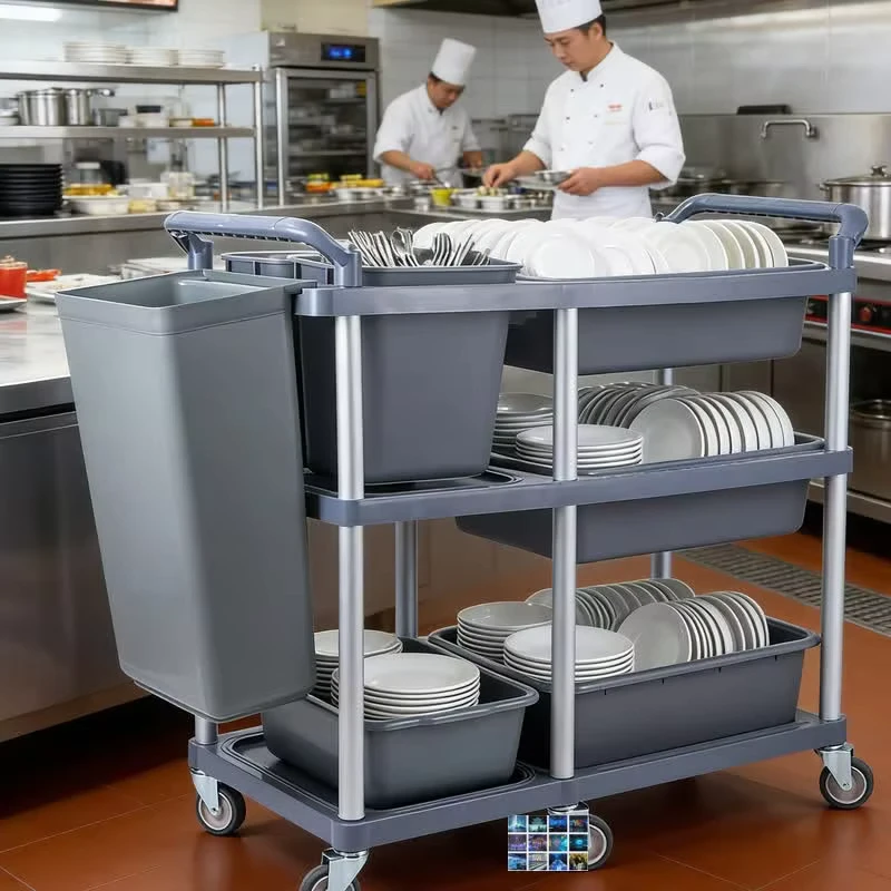 Plastic Service Trolley Service Station Cart Commercial Hospitality Cart for Event Venue Setup