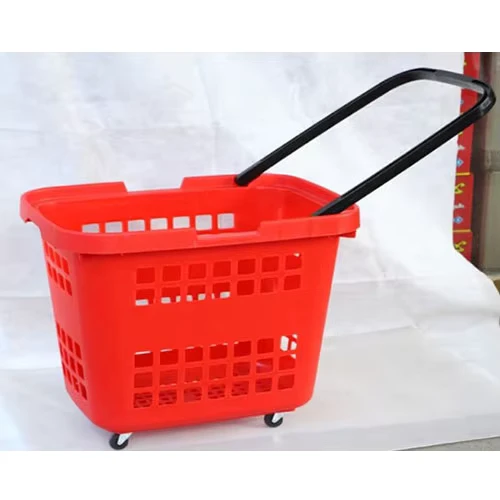 Plastic Shopping Carts for Retail Stores with Wheels Shopping Trolley Basket with Extended Handle